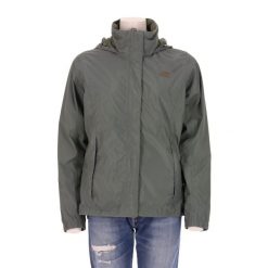 Second life - Kurtka przeciwdeszczowa damska DryVent TNF khaki - Jak nowy. Zielone kurtki damskie The North Face, bez wzorów, z softshellu, bez kaptura. Za 255.56 zł.