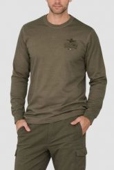 AERONAUTICA MILITARE Zielony męski longsleeve z haftowanym logo, Rozmiar XL. Zielone bluzki z długim rękawem męskie Aeronautica Militare, m, bez wzorów, bez kaptura. W wyprzedaży za 199.99 zł.