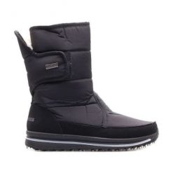 Buty Progress W PROGJ-21-08 czarne. Czarne śniegowce i trapery damskie z materiału. Za 258.25 zł.