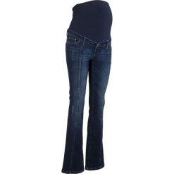 Dżinsy ciążowe BOOTCUT bonprix ciemny denim. Niebieskie jeansy damskie bonprix. Za 99.99 zł.
