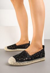 Czarne Ażurowe Espadryle Ozdobione Plecionką Meranovia. Czarne espadryle damskie Renee, na lato, z aplikacjami, bez obcasa, bez zapięcia. Za 74.99 zł.