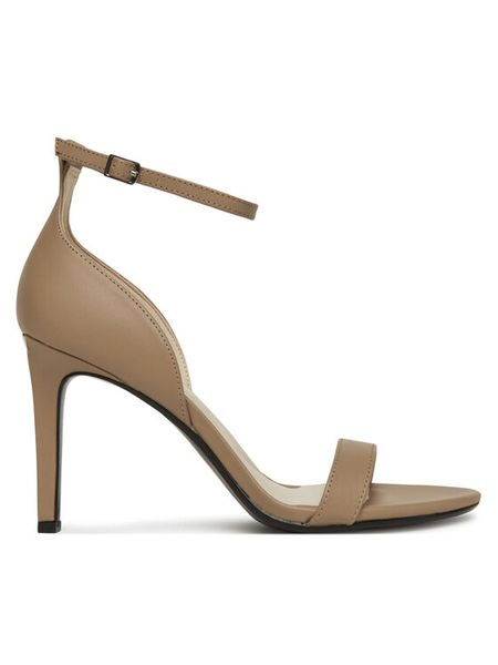 Calvin Klein Sandały Heel Sandal 90 - Lth HW0HW02337 Beżowy. Brązowe sandały damskie Calvin Klein, bez wzorów, ze skóry, bez obcasa, na szpilce, bez zapięcia. Za 429.99 zł.