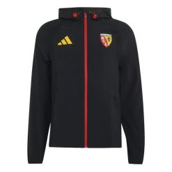 Kurtka przeciwwiatrowa RC Lens Tiro Travel. Czarne kurtki męskie Adidas, m, bez wzorów, ze lnu, sportowe, bez kaptura. Za 388.00 zł.
