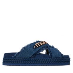 Klapki Mou. Niebieskie klapki damskie Mou, bez wzorów, bez obcasa. Za 819.99 zł.
