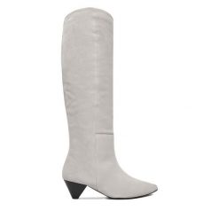 Kowbojki Badura. Szare kozaki damskie Badura, bez obcasa, na słupku. Za 359.99 zł.