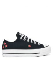 Converse Trampki Chuck Taylor All Star Lift Platform Embroidered Strawberries A14935C Czarny. Czarne trampki i tenisówki damskie Converse, bez wzorów, z materiału, retro, bez zapięcia. Za 269.99 zł.