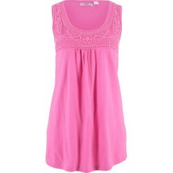 Top bawełniany z koronką bonprix jasny fuksja. Topy damskie marki bonprix. Za 34.99 zł.