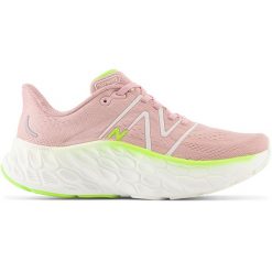 Buty damskie New Balance Fresh Foam More v4 WMORCI4 – różowe. Czerwone obuwie sportowe damskie New Balance, bez wzorów, z syntetyku, do biegania. Za 399.99 zł.