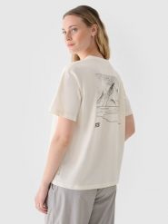 4F T-shirt regular z nadrukiem damski - biały XL. Białe koszulki sportowe damskie 4f, xl, bez wzorów, z bawełny, klasyczne, bez kołnierzyka. W wyprzedaży za 29.99 zł.