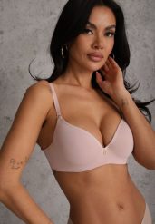 Różowy Biustonosz Push Up o Gładkim Wykończeniu z Cyrkoniową Aplikacją Claronei. Czerwone biustonosze Renee, z aplikacjami. Za 49.99 zł.