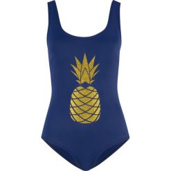 Kostium kąpielowy bonprix ciemnoniebieski. Niebieskie kostiumy jednoczęściowe damskie bonprix, z nadrukiem. Za 89.99 zł.