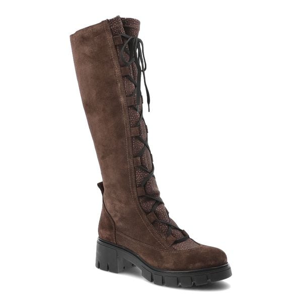 Brązowe Kozaki Simen Eleganckie Wysoki Buty Damskie. Brązowe kozaki damskie Simen, bez obcasa. Za 619.00 zł.