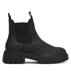 Botki Tamaris. Czarne botki damskie Tamaris, bez obcasa, na płaskiej podeszwie, bez zapięcia. Za 484.99 zł.