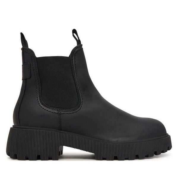 Botki Tamaris. Czarne botki damskie Tamaris, bez obcasa, na płaskiej podeszwie, bez zapięcia. Za 484.99 zł.