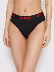 Hugo Stringi Thong Sporty Logo 50469651 Czarny. Czarne stringi damskie Hugo, xs, bez wzorów, z bawełny. Za 89.99 zł.