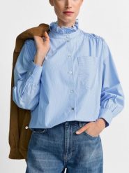 Rich & Royal Bluzka damska Kobiety Bawełna niebieski w paski, 36. Niebieskie bluzki damskie Rich & Royal, bez wzorów, z bawełny, bez kołnierzyka, bez ramiączek. Za 629.95 zł.