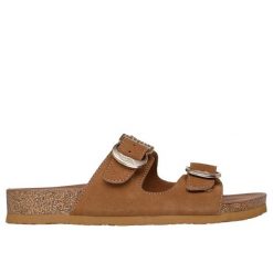 Sandały damskie Skechers Boho Clic Arch fit. Brązowe sandały damskie Skechers, bez wzorów, bez obcasa, bez zapięcia. Za 346.00 zł.