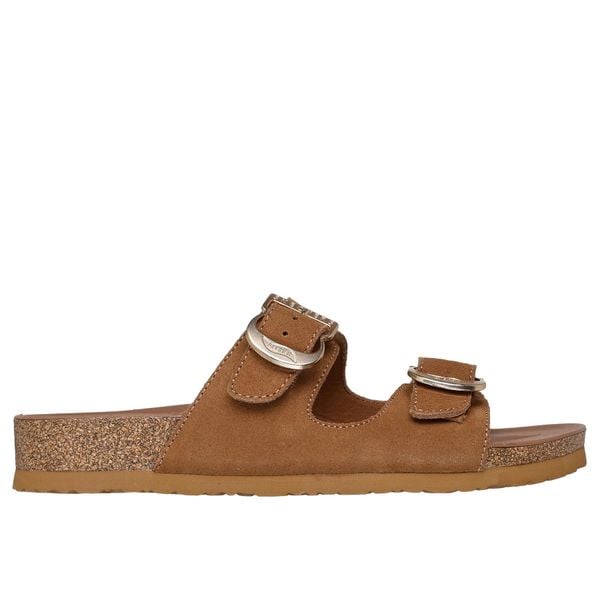 Sandały damskie Skechers Boho Clic Arch fit. Brązowe sandały damskie Skechers, bez wzorów, z materiału, bez obcasa, bez zapięcia. Za 333.50 zł.