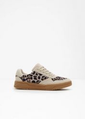 Sneakersy ze wzorem w panterkę. Brązowe obuwie sportowe damskie bonprix, bez wzorów. Za 147.99 zł.