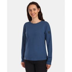 Damska bawełniana koszulka z długim rękawem Kilpi PROMOX-W. Niebieskie t-shirty damskie Kilpi, bez wzorów, z bawełny, bez kołnierzyka. Za 112.21 zł.
