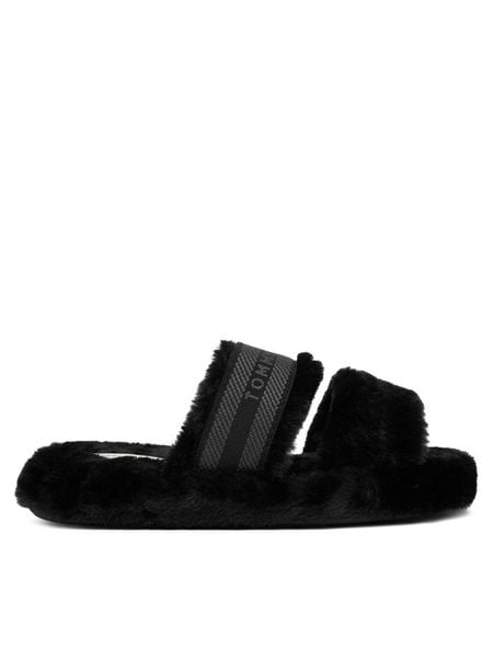 Tommy Hilfiger Kapcie Hilfiger Fur Slipper FW0FW08854 Czarny. Czarne kapcie damskie Tommy Hilfiger, bez wzorów, z materiału. Za 199.99 zł.
