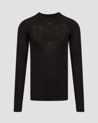 Koszulka biegowa męska termoaktywna X-Bionic Twyce Run Shirt LS Black. Czarne koszulki sportowe męskie X Bionic, na lato, l, bez wzorów, z materiału, bez kołnierzyka, bez ramiączek, na fitness i siłownię. Za 595.50 zł.