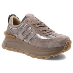 Beżowe Sneakersy Filippo Stylowe Obuwie Damskie. Brązowe półbuty damskie Filippo, bez wzorów, z gumy, eleganckie, bez obcasa, bez zapięcia. Za 195.99 zł.