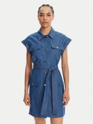 Liu Jo Sukienka jeansowa WA5509 D4695 Niebieski Regular Fit. Niebieskie sukienki damskie Liu Jo, bez wzorów, z bawełny, bez kołnierzyka, bez ramiączek. Za 989.99 zł.
