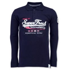 Koszulka męska Geographical Norway Kiobrasil granatowa polo. Niebieskie koszulki polo męskie Geographical Norway, m, bez wzorów, z bawełny, eleganckie, bez ramiączek. Za 121.49 zł.