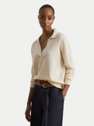 LAUREN RALPH LAUREN Sweter 200P14056001 Kremowy Regular Fit. Białe swetry damskie Lauren Ralph Lauren, m, bez wzorów, z bawełny, bez kołnierzyka, bez ramiączek, bez kaptura. Za 769.99 zł.