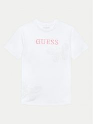 Guess T-Shirt J4GI20 K8HM4 Biały Regular Fit. Białe t-shirty i topy dla dziewczynek Guess, z aplikacjami, z bawełny, bez ramiączek. Za 149.99 zł.