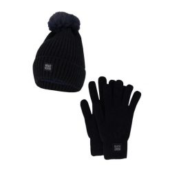 Damski Zimowy Zestaw Termiczny - Czapka + Rękawiczki - Granatowy. Niebieskie czapki i kapelusze damskie HEAT KEEPER, na zimę, bez wzorów, z poliesteru, sportowe. W wyprzedaży za 134.32 zł.