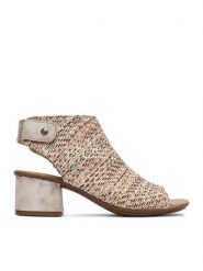 Rieker Sandały CEO-64670-62 Beżowy. Brązowe sandały damskie Rieker, bez wzorów, z materiału, bez obcasa, na słupku, bez zapięcia. Za 319.99 zł.