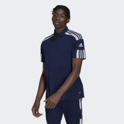 Koszulka polo do piłki nożnej męska Adidas Squadra 21 Polo z krótkim rękawem. Białe koszulki polo męskie Adidas, m, bez wzorów, sportowe, bez ramiączek. Za 127.65 zł.