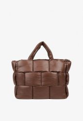 Brązowa Torebka Typu Shopper Ozdobiona Wypukłym Pikowaniem Vamiste. Brązowe torebki shopper damskie Renee, bez wzorów, z jeansu, pikowane, bez dodatków. Za 159.99 zł.