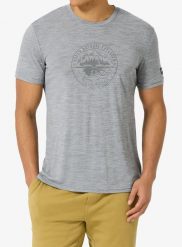 Koszulka z nadrukiem Super.natural Exploring Tee. Szare koszulki sportowe męskie super.natural, m, bez wzorów, z dzianiny, bez kołnierzyka, bez ramiączek, trekkingowe. Za 306.89 zł.