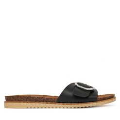 Klapki Mustang. Czarne klapki damskie Mustang, bez wzorów, bez obcasa. Za 189.99 zł.