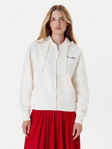 Tommy Hilfiger Bluza Script WW0WW45742 Écru Regular Fit. Bluzy damskie Tommy Hilfiger, xl, bez wzorów, z bawełny, bez kaptura. Za 379.99 zł.