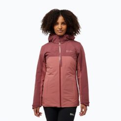 Kurtka 3w1 damska Jack Wolfskin Hunberg. Czerwone kurtki sportowe damskie Jack Wolfskin, bez wzorów, bez kaptura, trekkingowe. Za 1,129.00 zł.