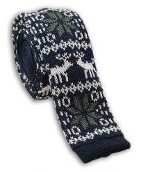 Krawat Śledź Dziergany (Knit) - Wzór Norweski - Świąteczny - ALTIES. Niebieskie krawaty i muchy Alties, bez wzorów, z dzianiny, sportowe. Za 55.00 zł.