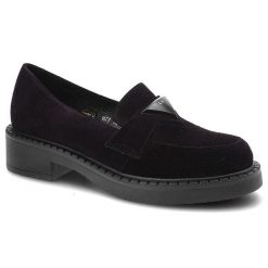 Mokasyny damskie Lamanti, naturalna skóra zamszowa skórzana wkładka i wnętrze wsuwana konstrukcja, ciemnofioletowe, 877. Fioletowe półbuty damskie LAMANTI, bez wzorów, ze skóry, klasyczne, bez obcasa, bez zapięcia. Za 305.99 zł.