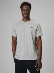 4F T-shirt regular gładki męski - szary M. Szare t-shirty męskie 4f, m, bez wzorów, z jeansu, biznesowe, bez kołnierzyka. Za 49.99 zł.