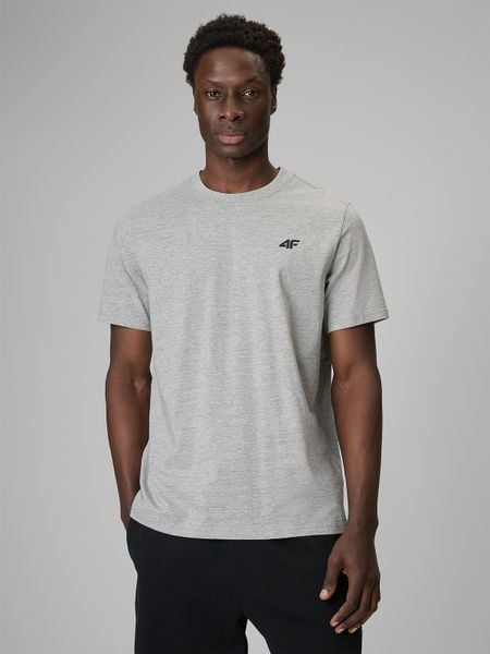 4F T-shirt regular gładki męski - szary L. Szare t-shirty męskie 4f, l, bez wzorów, z jeansu, biznesowe, bez kołnierzyka. Za 49.99 zł.