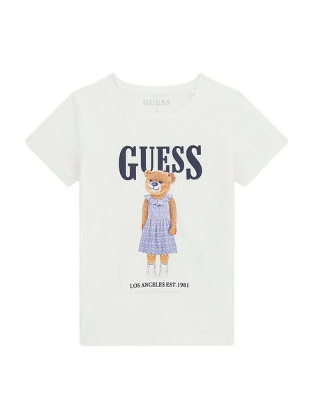 Guess T-Shirt J6GI04 K6YW4 Biały Regular Fit. Białe t-shirty i topy dla dziewczynek Guess, z aplikacjami, z bawełny, bez ramiączek. Za 79.99 zł.