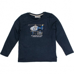 Koszulka "Polizei" w kolorze granatowym. Niebieskie t-shirty dla chłopców marki Salt & Pepper, z nadrukiem, z długim rękawem. W wyprzedaży za 42.95 zł.