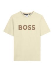 BOSS T-Shirt J52711 D Beżowy Regular Fit. Brązowe t-shirty dla chłopców Boss, bez wzorów, z bawełny, bez ramiączek. Za 232.99 zł.