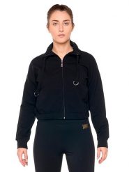 Bluza z zamek błyskawiczny na co dzień na siłownię. Czarne bluzy damskie LEONE 1947 APPAREL, s, bez wzorów, bez kaptura. Za 383.11 zł.