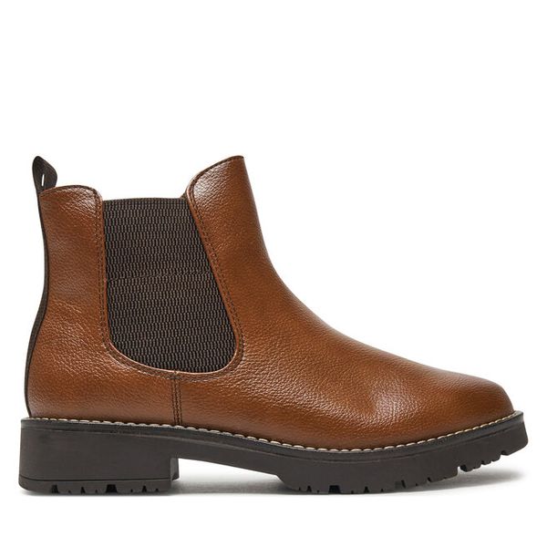 Botki Jana. Brązowe botki damskie JANA, bez obcasa, na płaskiej podeszwie, bez zapięcia. Za 289.99 zł.