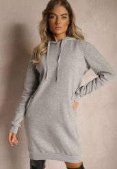 Jasnoszara Bluza Tunika z Dodatkiem Bawełny Wykończona Sznurkami i Kapturem Mivithia. Szare bluzy damskie Renee, l, bez wzorów, z bawełny, eleganckie, bez kołnierzyka, bez ramiączek. Za 59.99 zł.
