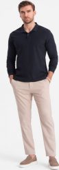 Ombre Longsleeve męski z kołnierzykiem polo - granatowy V3 OM-POBL-0114 S. Niebieskie bluzki z długim rękawem męskie Ombre, m, bez wzorów, bez ramiączek. Za 49.99 zł.